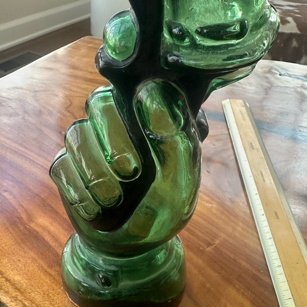Vintage Green Glass with Black (painted?) accents. - Picture 7 of 8